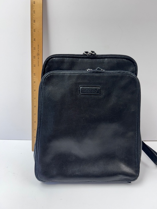 Tignanello Black Leather Backpack 3 Separate Sections Zipper Snap main image 5
